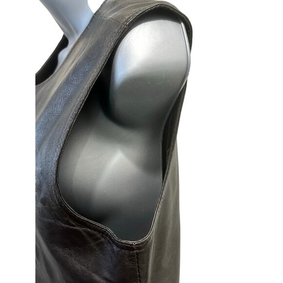 Saguaro West Trading Co. 1990's Soft Supple Dark Brown Leather Zip-up Vest-Small - Picture 5 of 8